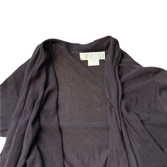 5/$25 Michael Kors Brown Open Front, Short Sleeve Cardigan - Picture 4 of 4